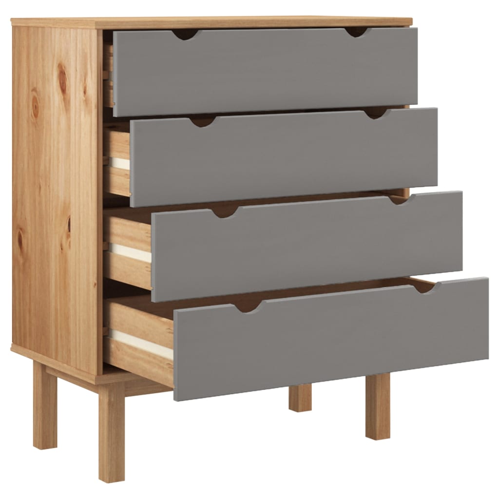 Ladekast OTTA 76,5x39,5x90 cm massief grenenhout bruin en grijs - AllerleiShop