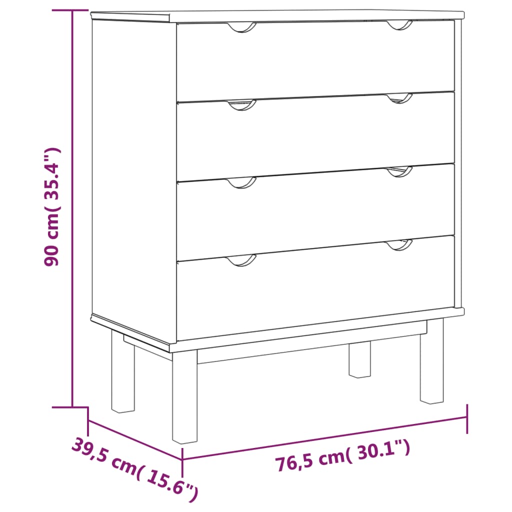 Ladekast OTTA 76,5x39,5x90 cm massief grenenhout bruin en grijs - AllerleiShop