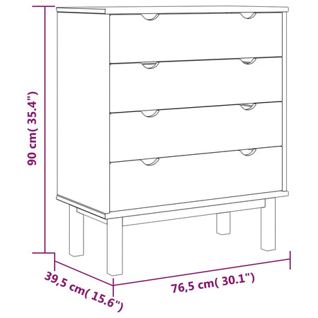 Ladekast OTTA 76,5x39,5x90 cm massief grenenhout bruin en grijs - AllerleiShop