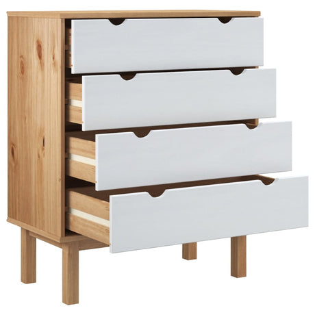 Ladekast OTTA 76,5x39,5x90 cm massief grenenhout bruin en wit - AllerleiShop