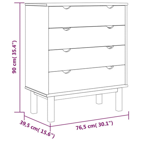 Ladekast OTTA 76,5x39,5x90 cm massief grenenhout bruin en wit - AllerleiShop