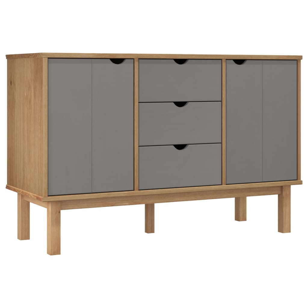 Dressoir OTTA 113,5x43x73 cm massief grenenhout bruin en grijs - AllerleiShop