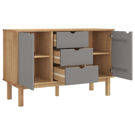 Dressoir OTTA 113,5x43x73 cm massief grenenhout bruin en grijs - AllerleiShop