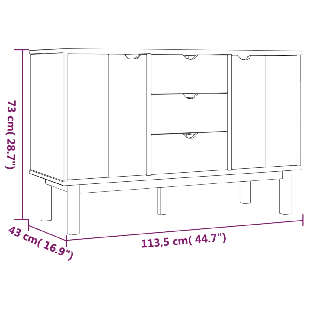 Dressoir OTTA 113,5x43x73 cm massief grenenhout bruin en grijs - AllerleiShop