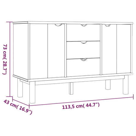 Dressoir OTTA 113,5x43x73 cm massief grenenhout bruin en grijs - AllerleiShop