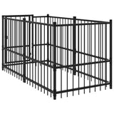 Hondenkennel 193,5x97x100 cm staal zwart