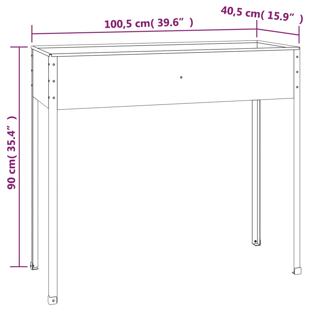 Plantenbak 100,5x40,5x90 cm gegalvaniseerd staal antracietkleur