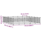 Huisdierenkooi met deur 20 panelen 35x35 cm staal zwart