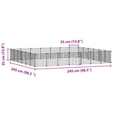 Huisdierenkooi met deur 28 panelen 35x35 cm staal zwart