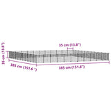 Huisdierenkooi met deur 44 panelen 35x35 cm staal zwart