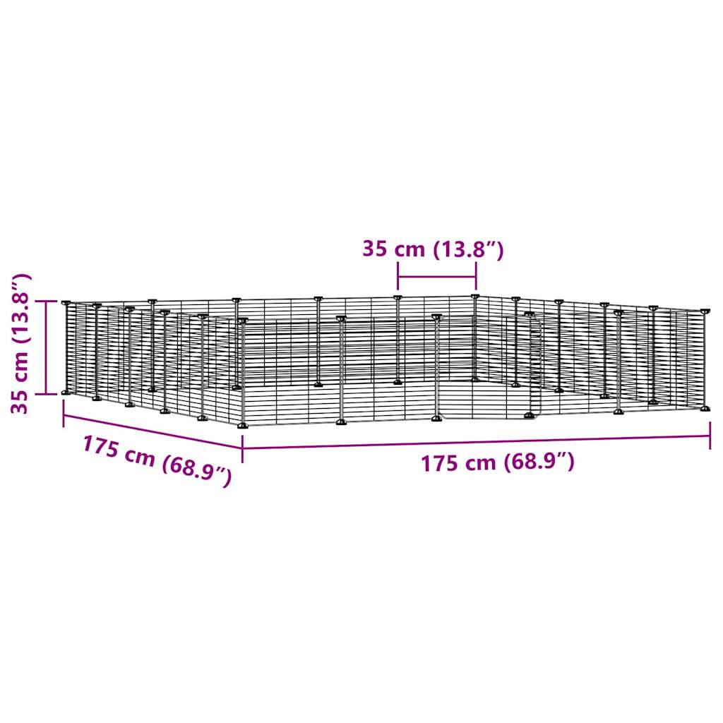 Huisdierenkooi met deur 20 panelen 35x35 cm staal zwart