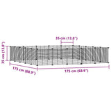 Huisdierenkooi met deur 20 panelen 35x35 cm staal zwart