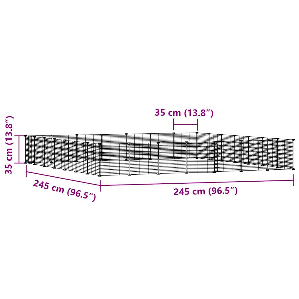 Huisdierenkooi met deur 28 panelen 35x35 cm staal zwart