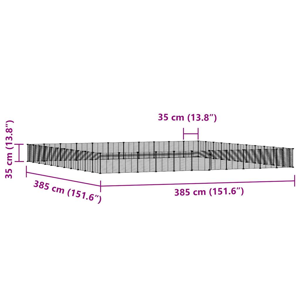 Huisdierenkooi met deur 44 panelen 35x35 cm staal zwart