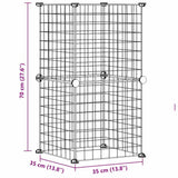 Huisdierenkooi met 8 panelen 35x35 cm staal zwart