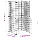 Huisdierenkooi met deur 8 panelen 35x35 cm staal zwart