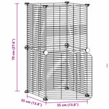 Huisdierenkooi met deur 8 panelen 35x35 cm staal zwart