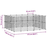 Huisdierenkooi met deur 36 panelen 35x35 cm staal zwart