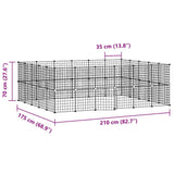 Huisdierenkooi met deur 44 panelen 35x35 cm staal zwart