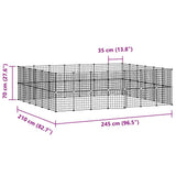 Huisdierenkooi met deur 52 panelen 35x35 cm staal zwart