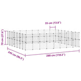 Huisdierenkooi met deur 60 panelen 35x35 cm staal zwart