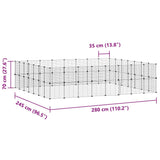 Huisdierenkooi met deur 60 panelen 35x35 cm staal zwart