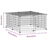 Huisdierenkooi met deur 12 panelen 35x35 cm staal zwart