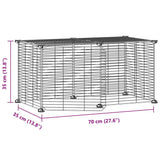 Huisdierenkooi met deur 8 panelen 35x35 cm staal zwart