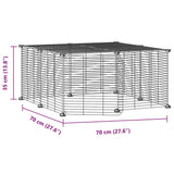 Huisdierenkooi met deur 12 panelen 35x35 cm staal zwart