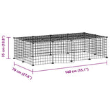 Huisdierenkooi met deur 20 panelen 35x35 cm staal zwart