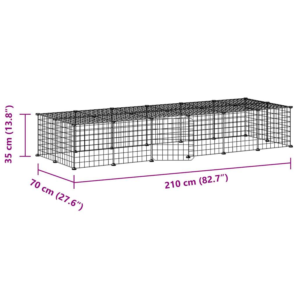 Huisdierenkooi met deur 28 panelen 35x35 cm staal zwart