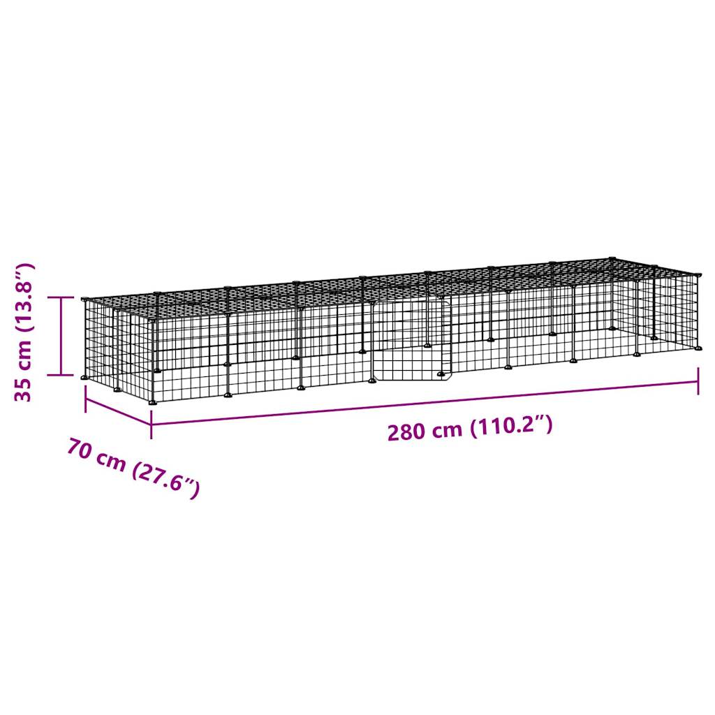 Huisdierenkooi met deur 36 panelen 35x35 cm staal zwart