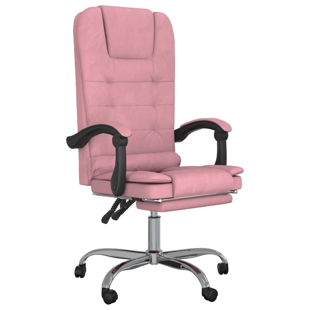 Kantoorstoel massage verstelbaar fluweel roze