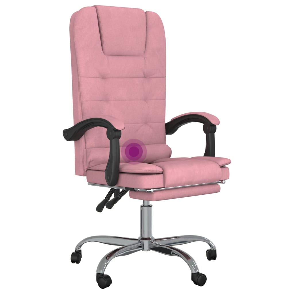 Kantoorstoel massage verstelbaar fluweel roze