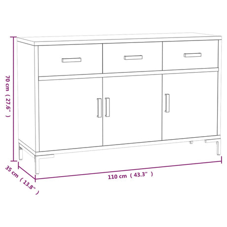 Dressoir 110x35x70 cm massief grenenhout zwart - AllerleiShop