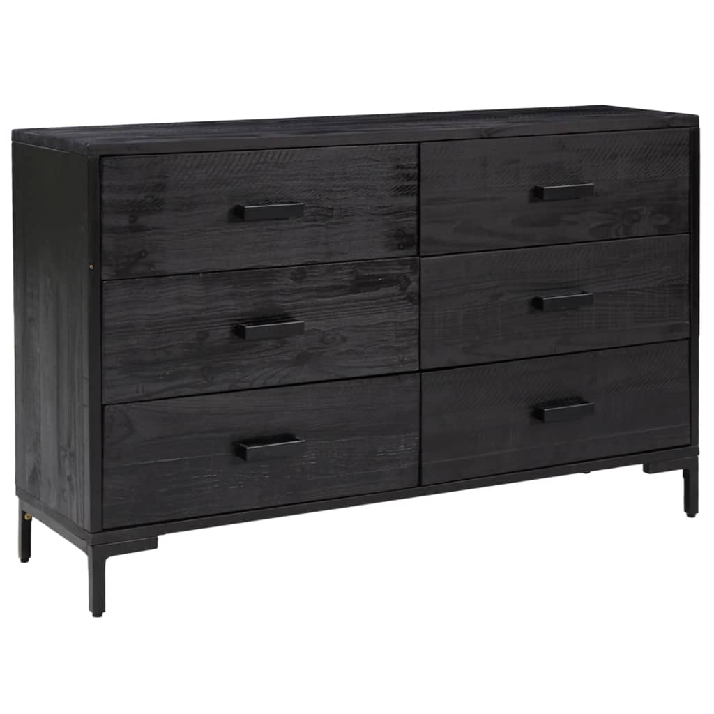 Dressoir 110x35x70 cm massief grenenhout zwart - AllerleiShop