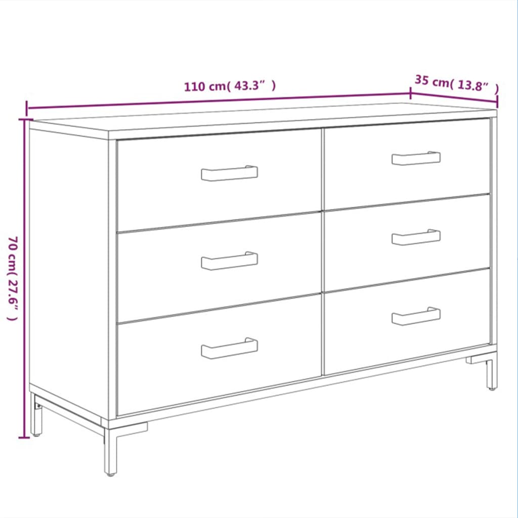 Dressoir 110x35x70 cm massief grenenhout zwart - AllerleiShop