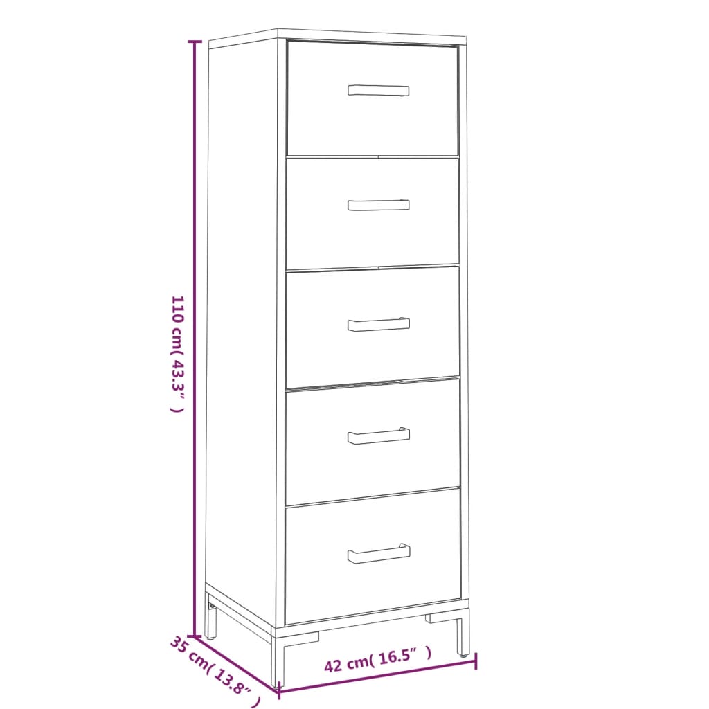 Ladekast 42x35x110 cm massief grenenhout - AllerleiShop