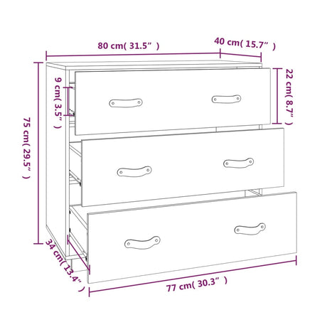 Dressoir 80x40x75 cm massief grenenhout - AllerleiShop