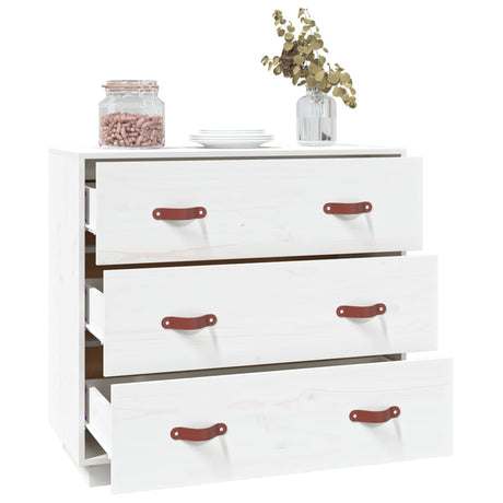 Dressoir 80x40x75 cm massief grenenhout wit - AllerleiShop