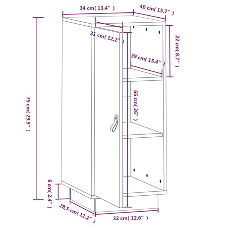 Dressoir 34x40x75 cm massief grenenhout - AllerleiShop