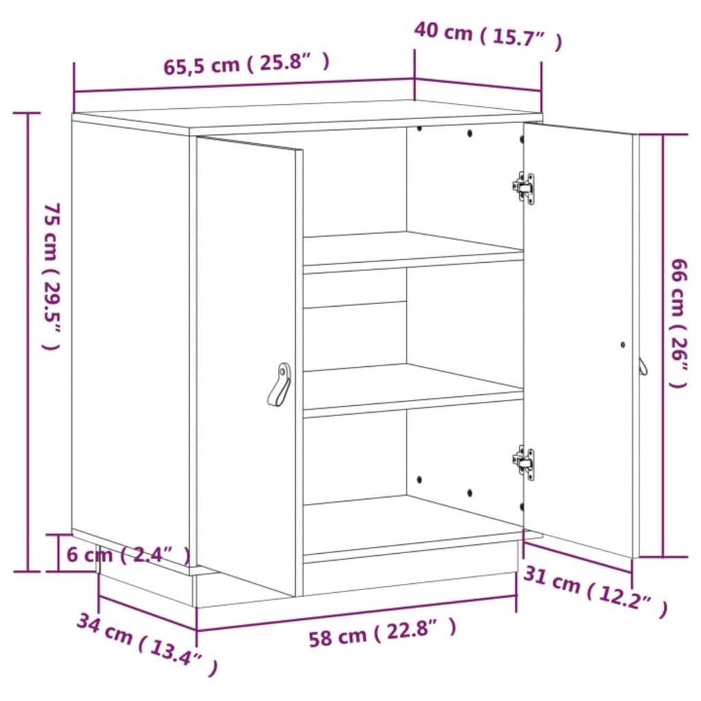 Dressoir 65,5x40x75 cm massief grenenhout grijs - AllerleiShop