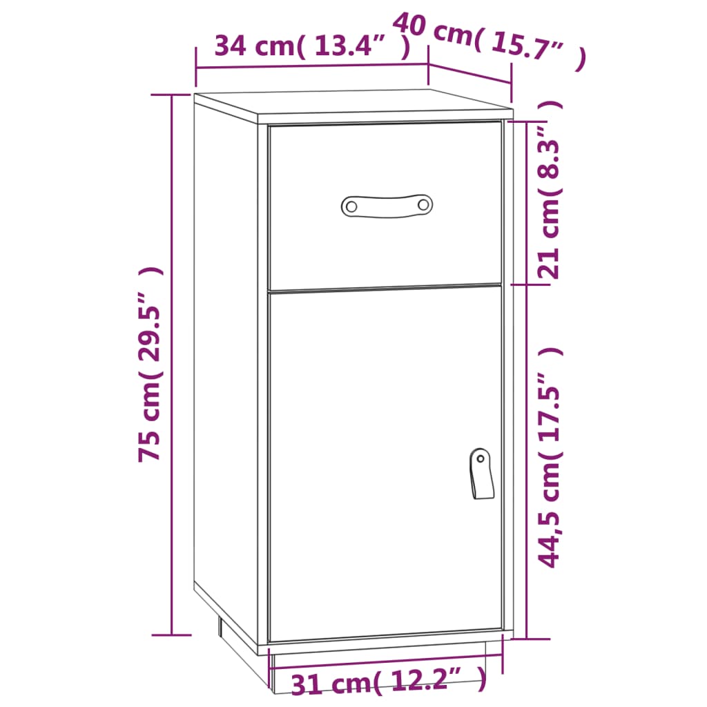 Dressoir 34x40x75 cm massief grenenhout - AllerleiShop