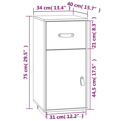 Dressoir 34x40x75 cm massief grenenhout wit - AllerleiShop