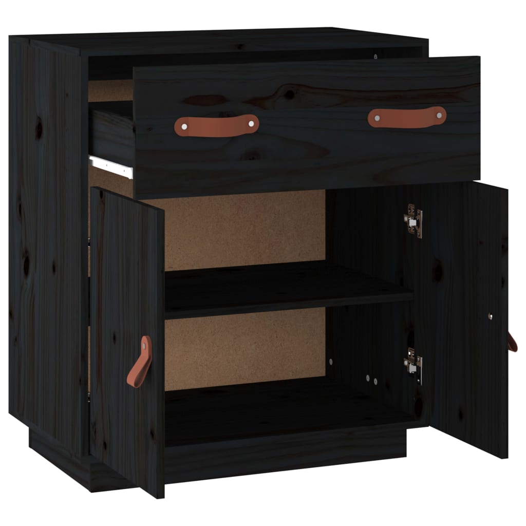 Dressoir 65,5x40x75 cm massief grenenhout zwart - AllerleiShop