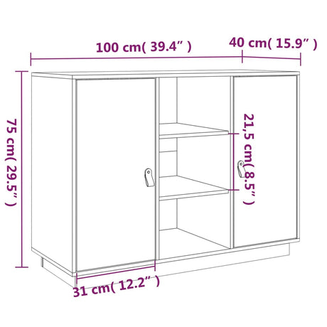 Dressoir 100x40x75 cm massief grenenhout wit - AllerleiShop