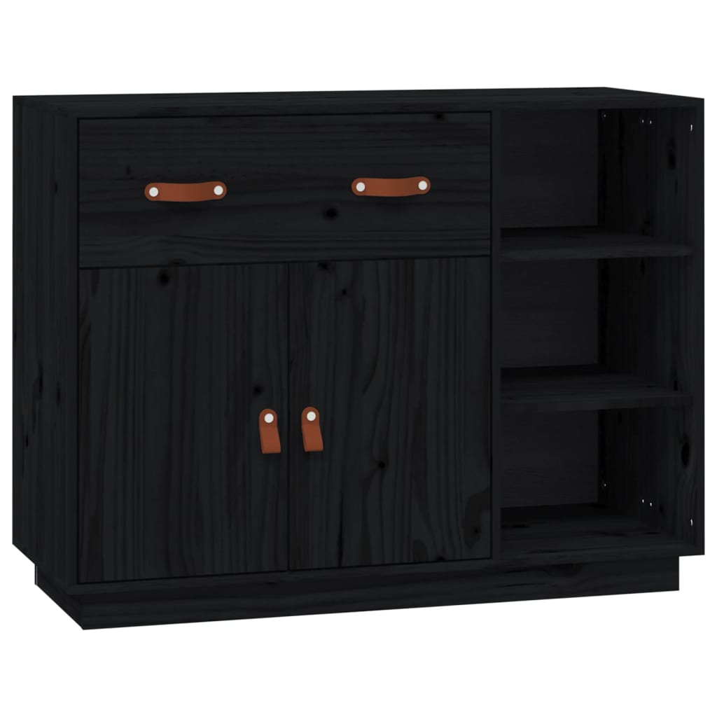 Dressoir 98,5x40x75 cm massief grenenhout zwart - AllerleiShop