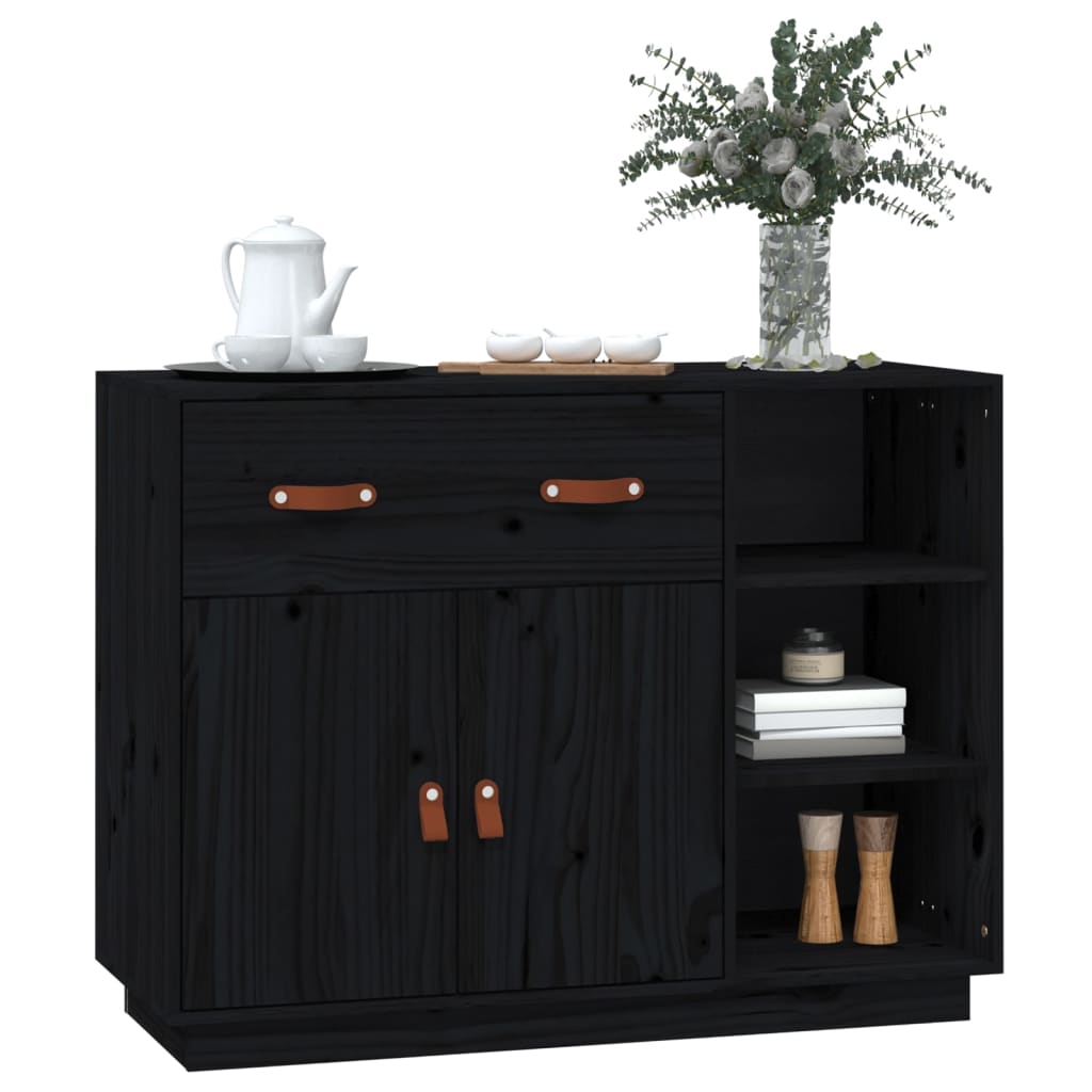 Dressoir 98,5x40x75 cm massief grenenhout zwart - AllerleiShop