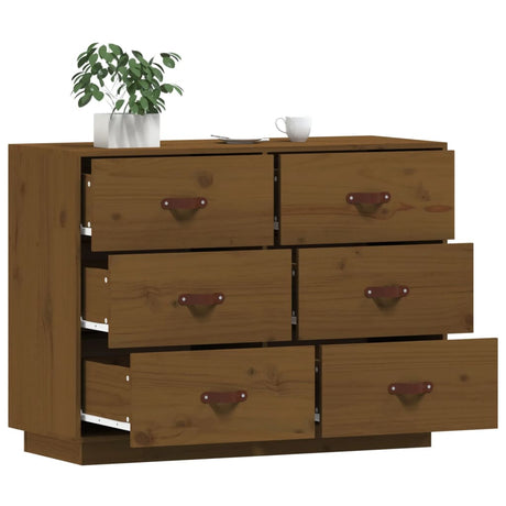 Dressoir 100x40x75 cm massief grenenhout honingbruin - AllerleiShop