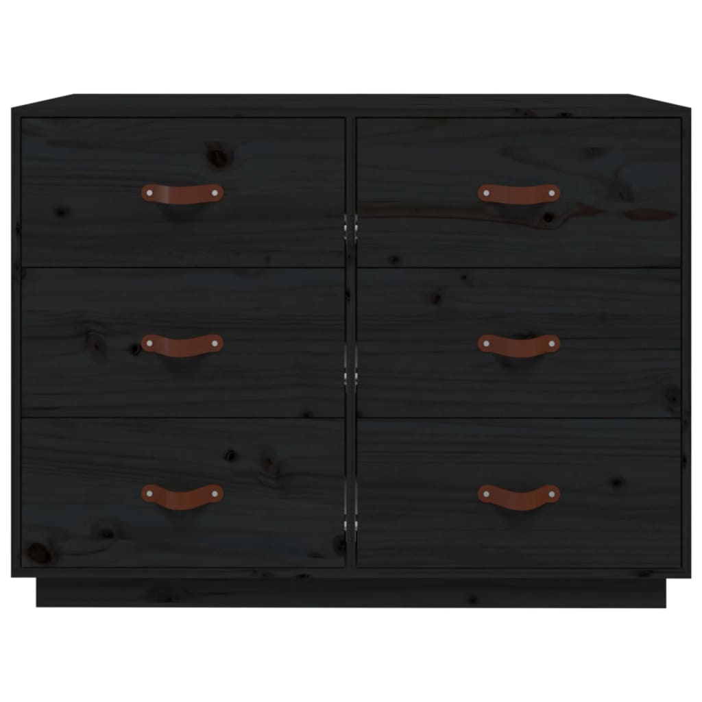 Dressoir 100x40x75 cm massief grenenhout zwart - AllerleiShop